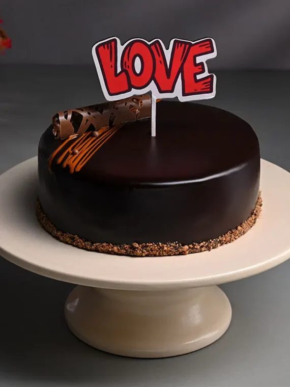 Chocolate Truffle Cake With Love Topper